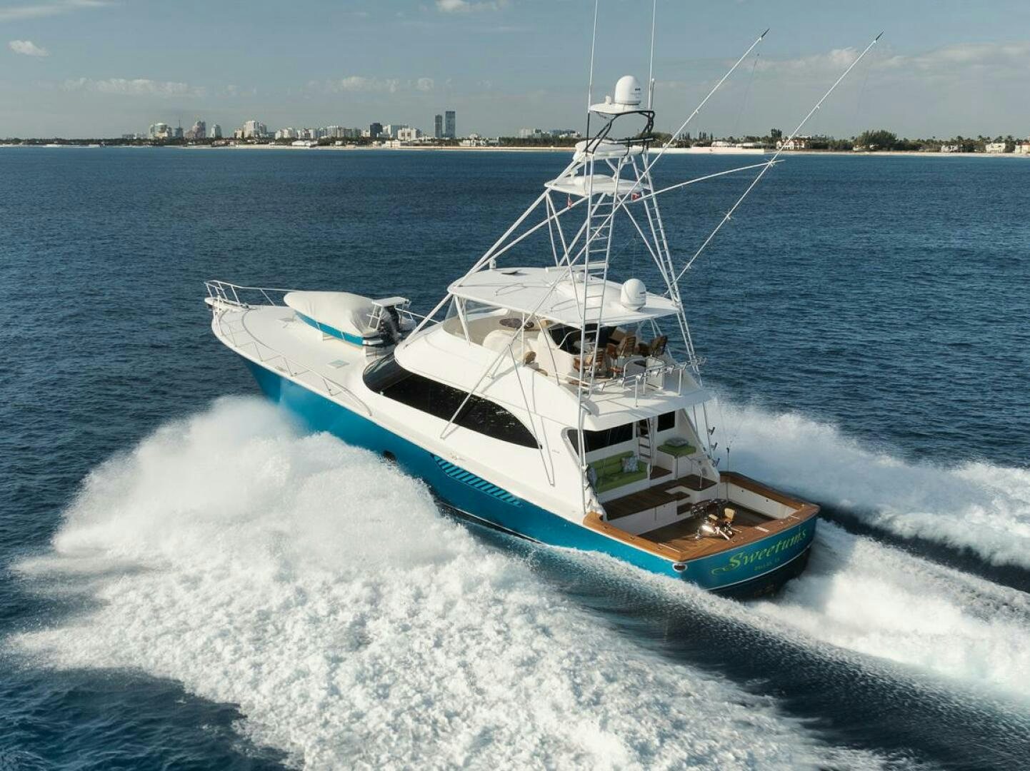 a boat on the water aboard SWEETUMS Yacht for Sale
