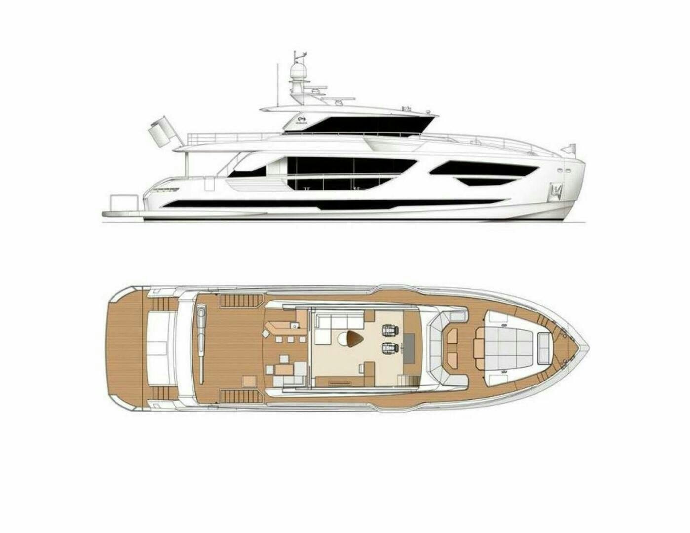 a white and black boat aboard ICE Yacht for Sale