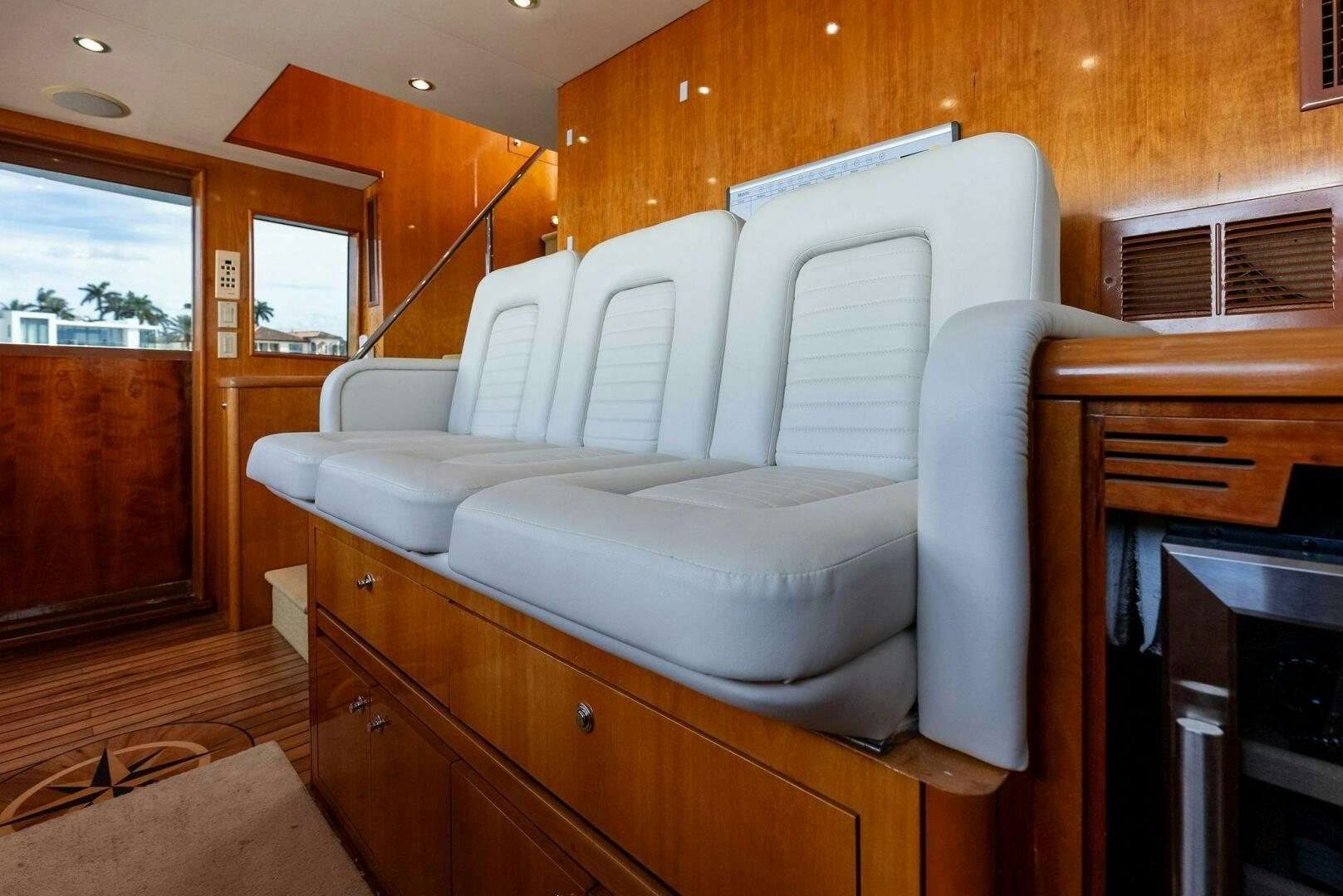 a couch in a room aboard TOUCH N GO Yacht for Sale