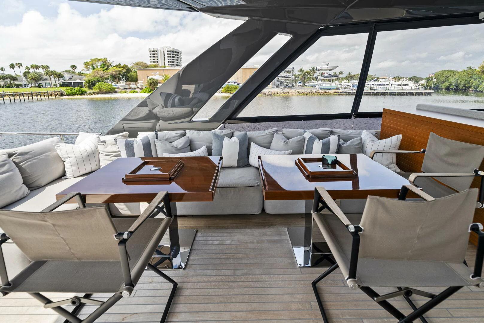 a boat on a deck aboard PINCH ME Yacht for Sale