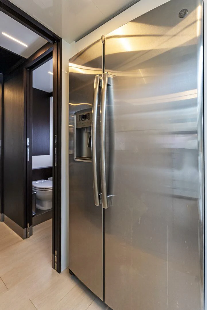 a bathroom with a shower unit and toilet aboard PINCH ME Yacht for Sale