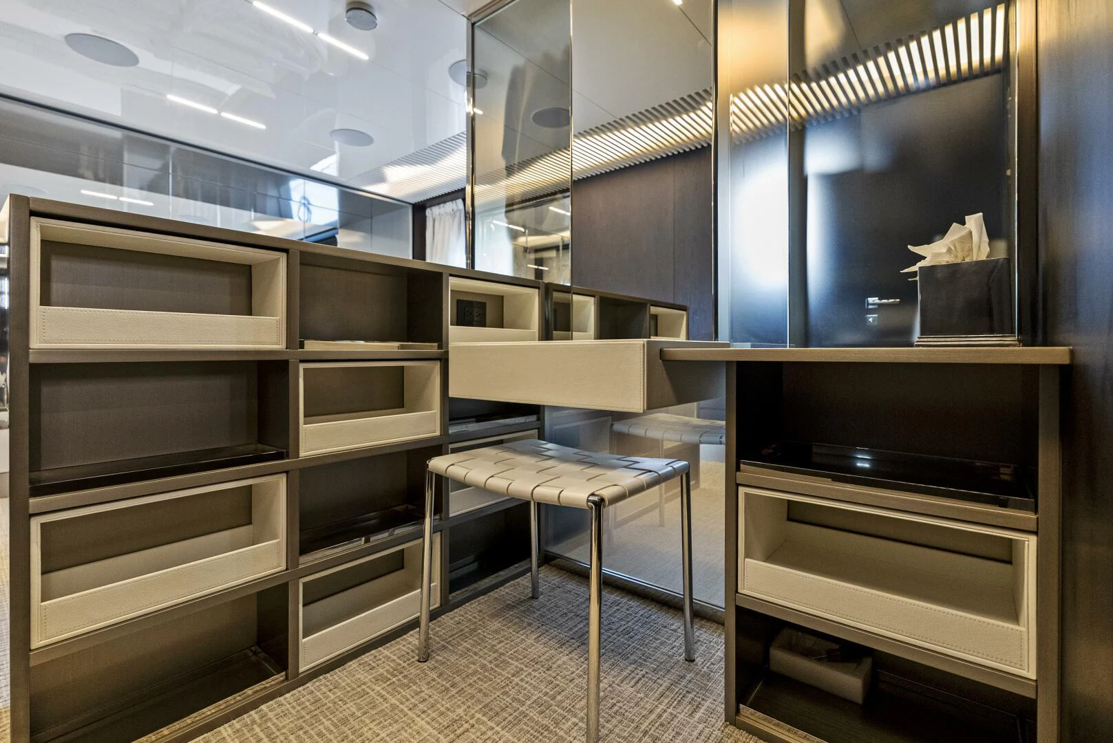 a room with a table and tv aboard PINCH ME Yacht for Sale