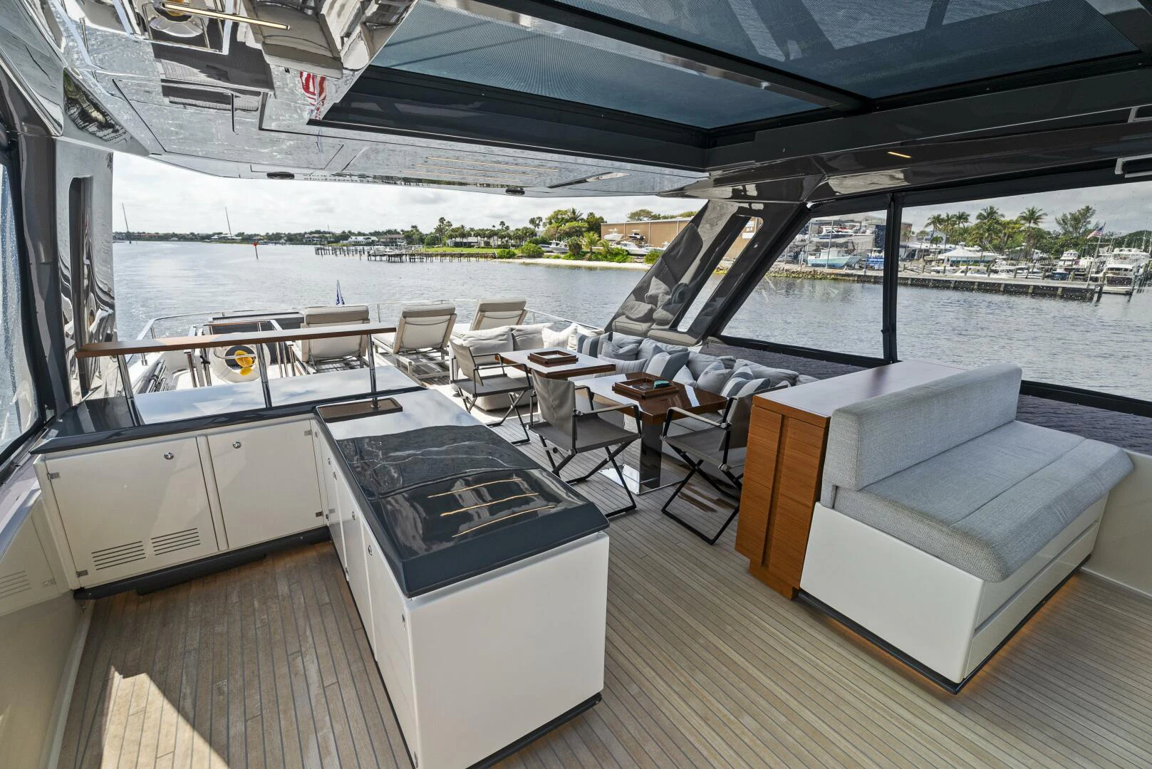 a boat on a deck aboard PINCH ME Yacht for Sale