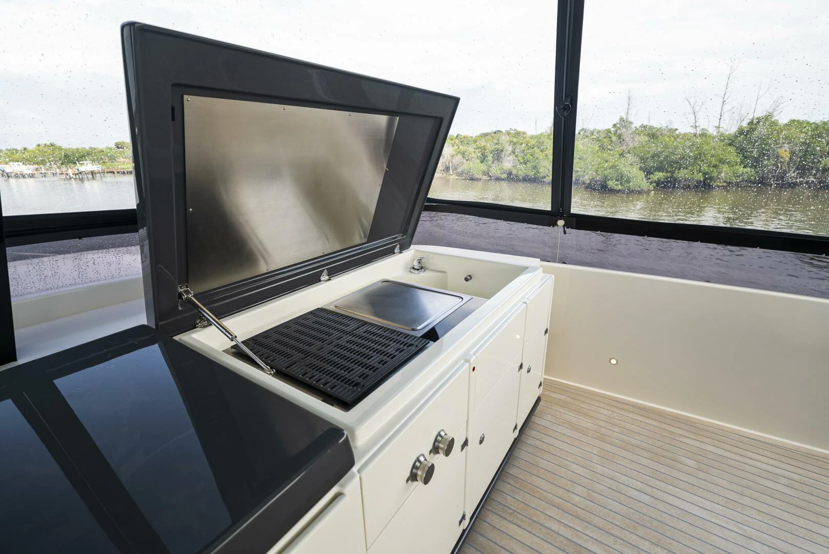 a microwave oven on a boat aboard PINCH ME Yacht for Sale