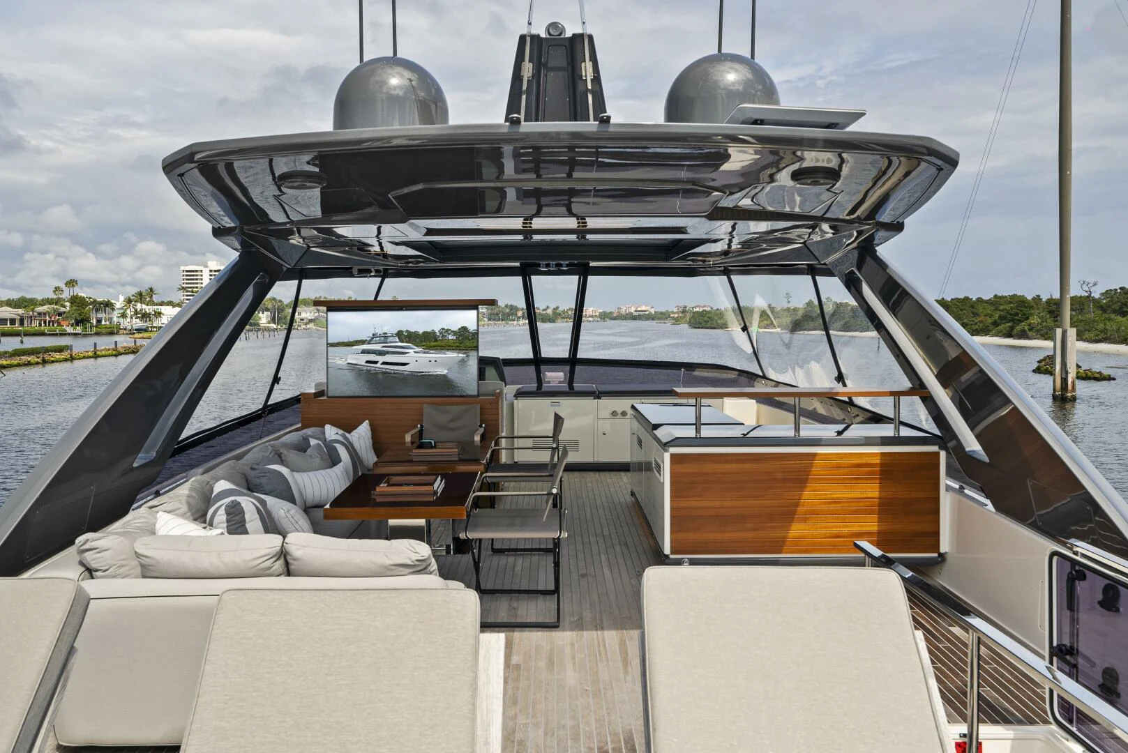 a boat on a deck aboard PINCH ME Yacht for Sale