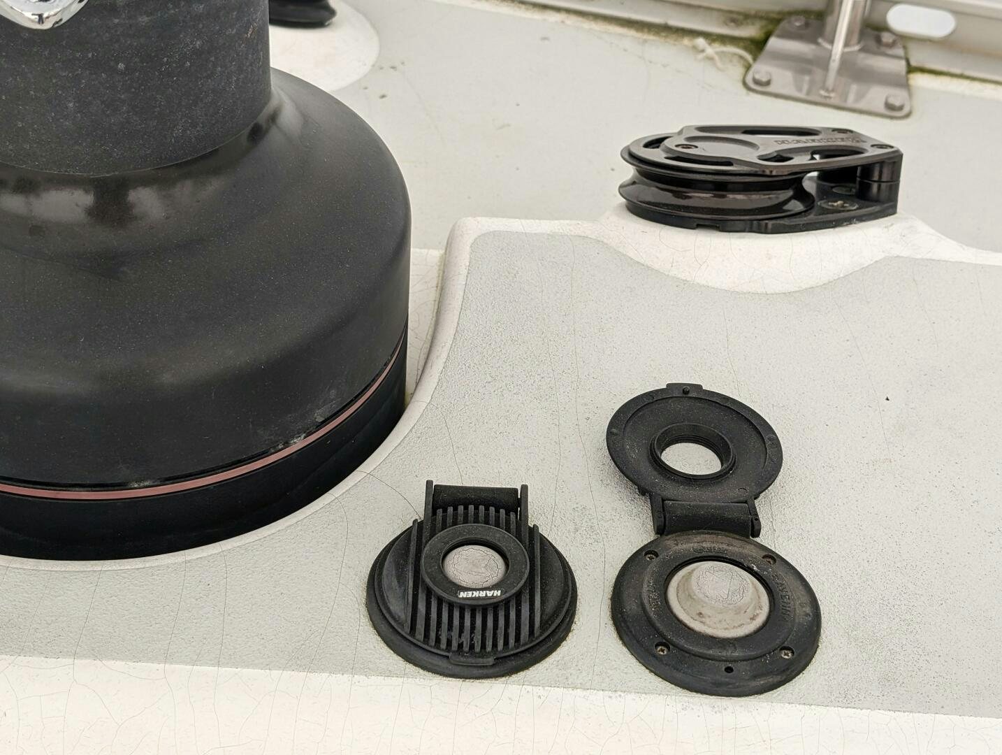 a close-up of a black device aboard MOJO Yacht for Sale