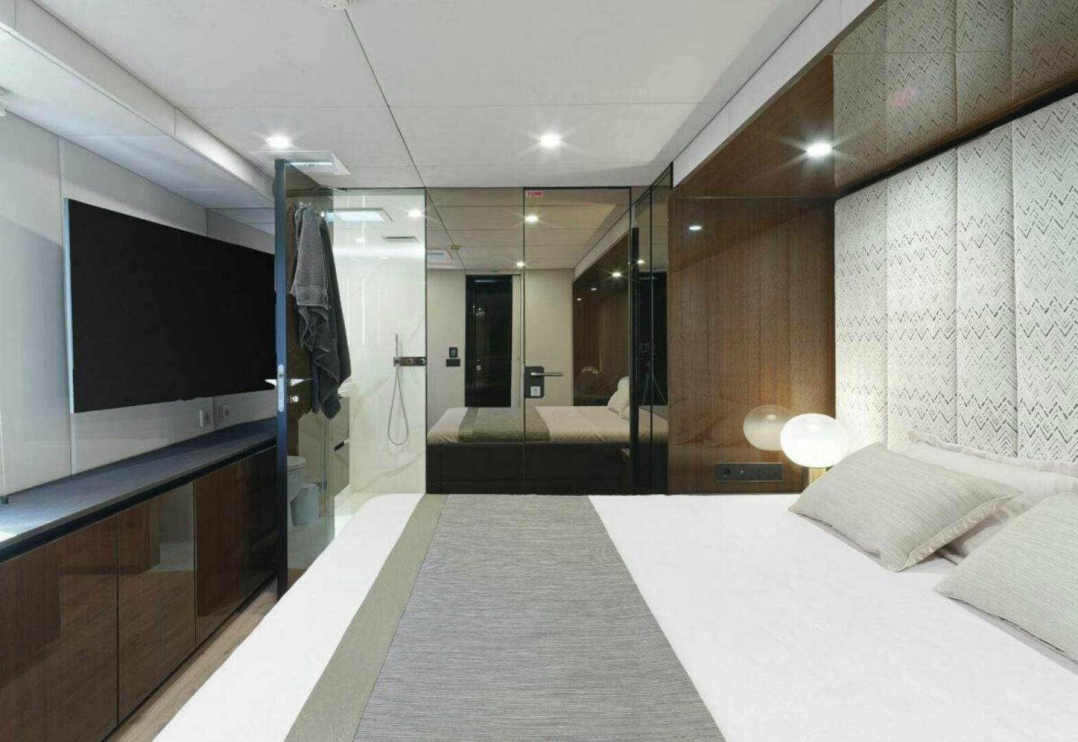 a large hotel room aboard OV Yacht for Sale