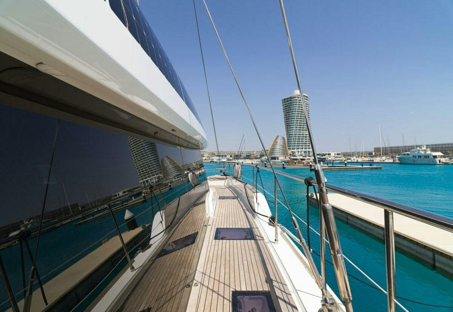 a deck of a boat aboard OV Yacht for Sale