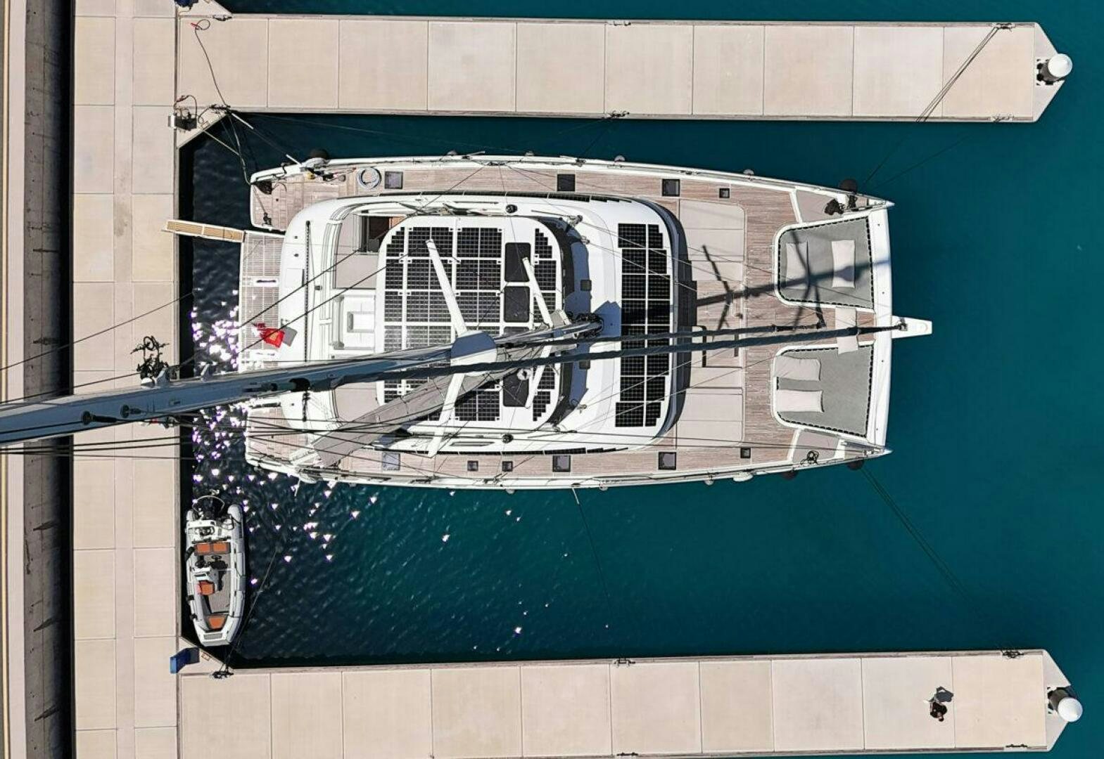 a large white sign with a bicycle on it aboard OV Yacht for Sale