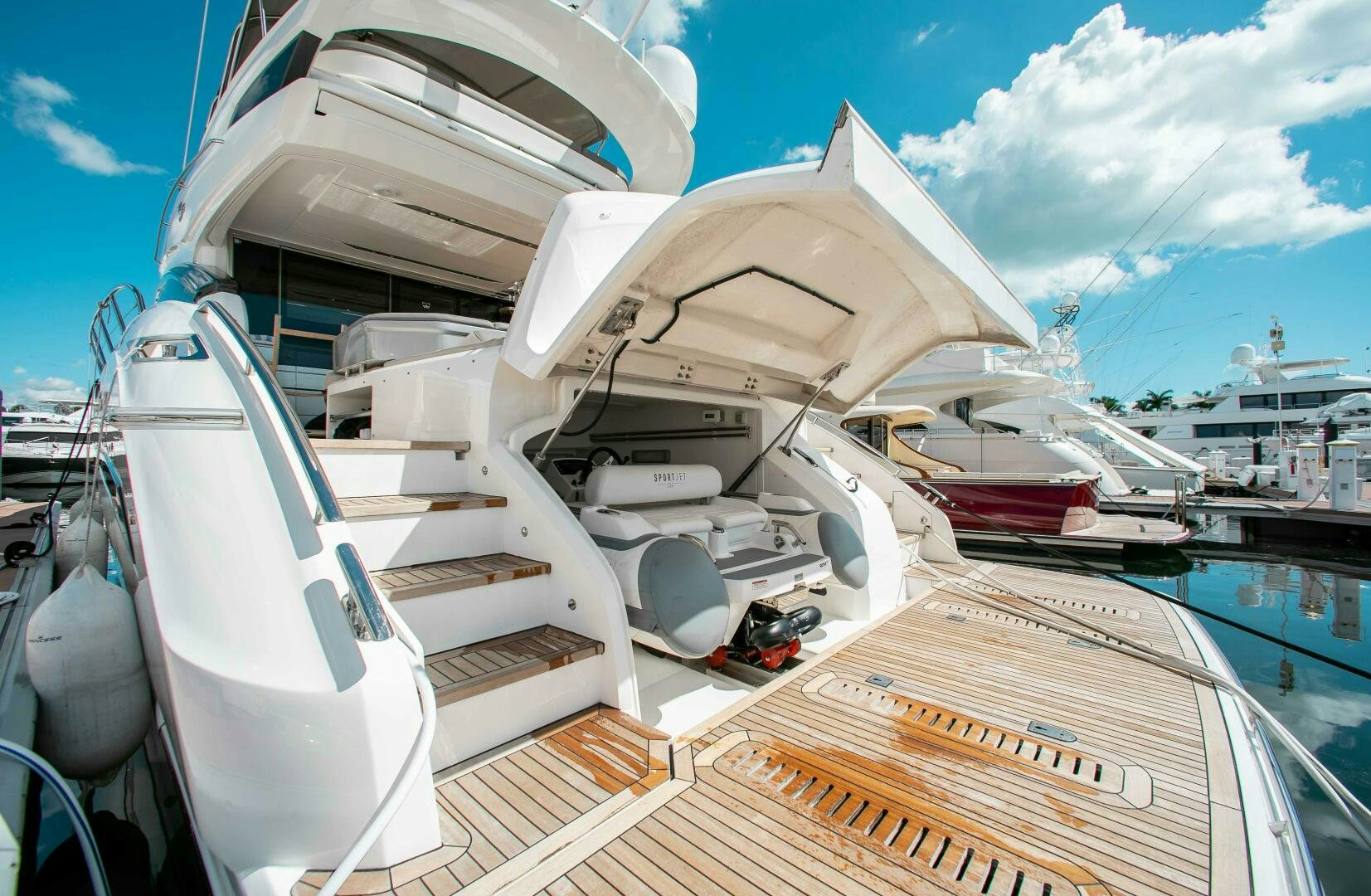 a boat docked at a pier aboard RIPPLE Yacht for Sale