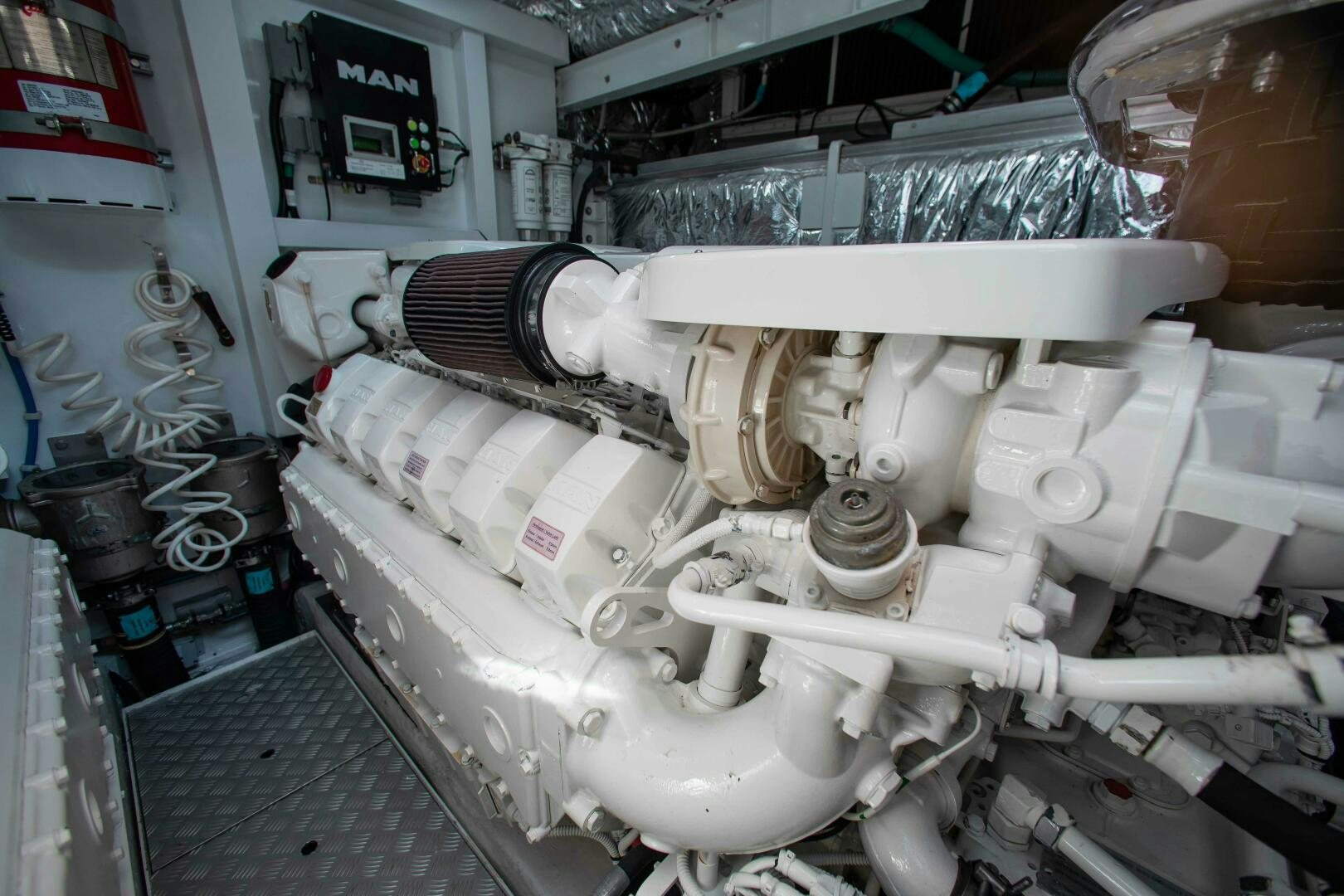a machine with many pipes aboard RIPPLE Yacht for Sale