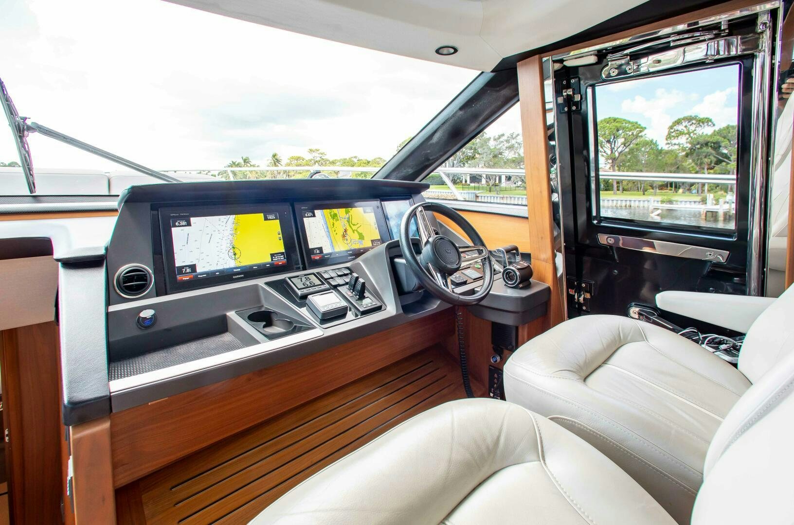 inside of a car aboard RIPPLE Yacht for Sale