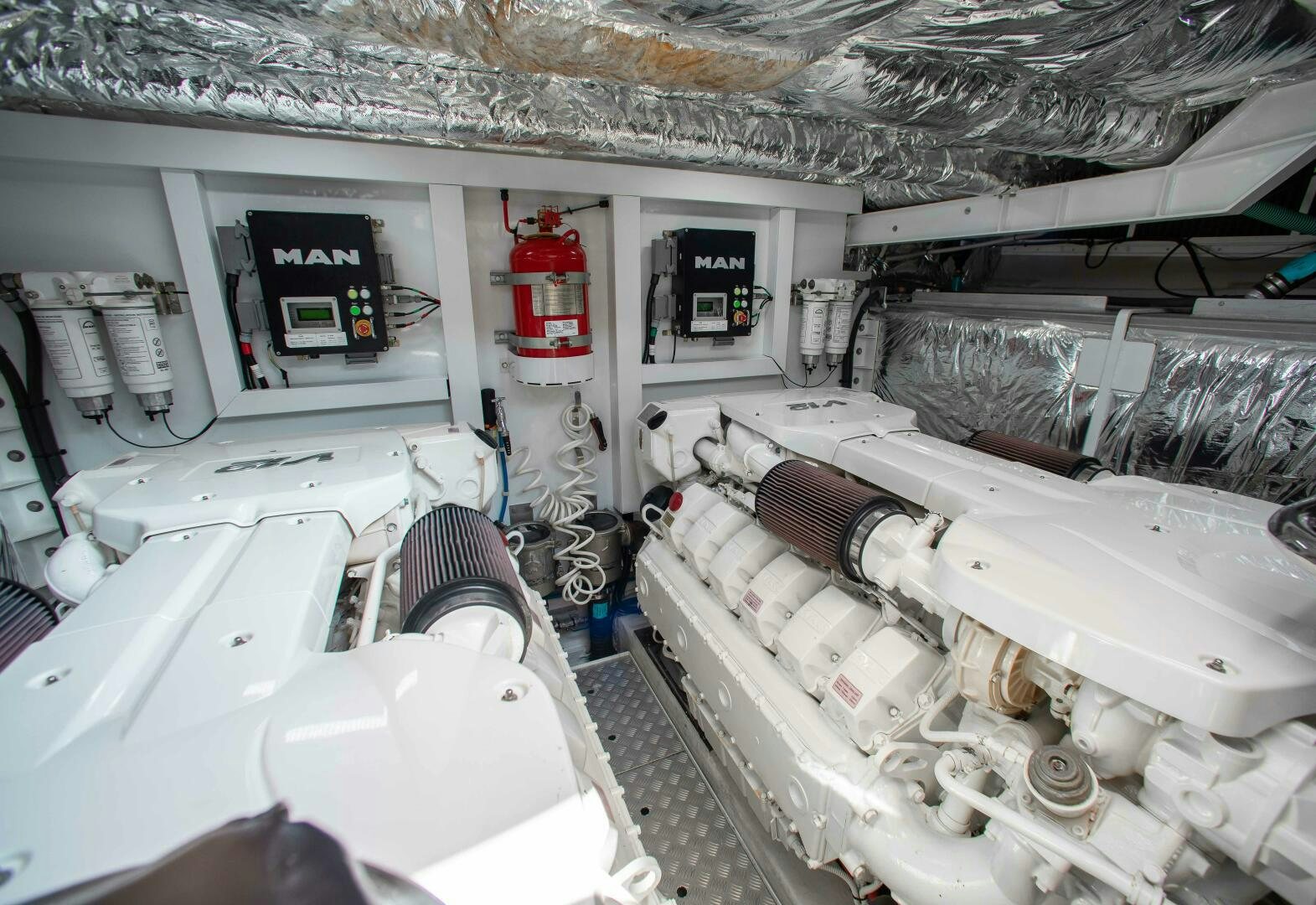 a room with white equipment aboard RIPPLE Yacht for Sale