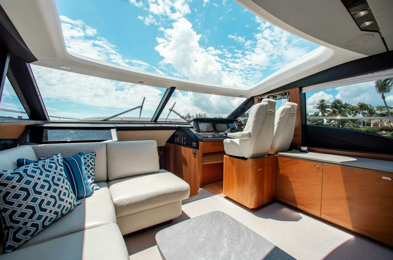 inside of a car aboard RIPPLE Yacht for Sale