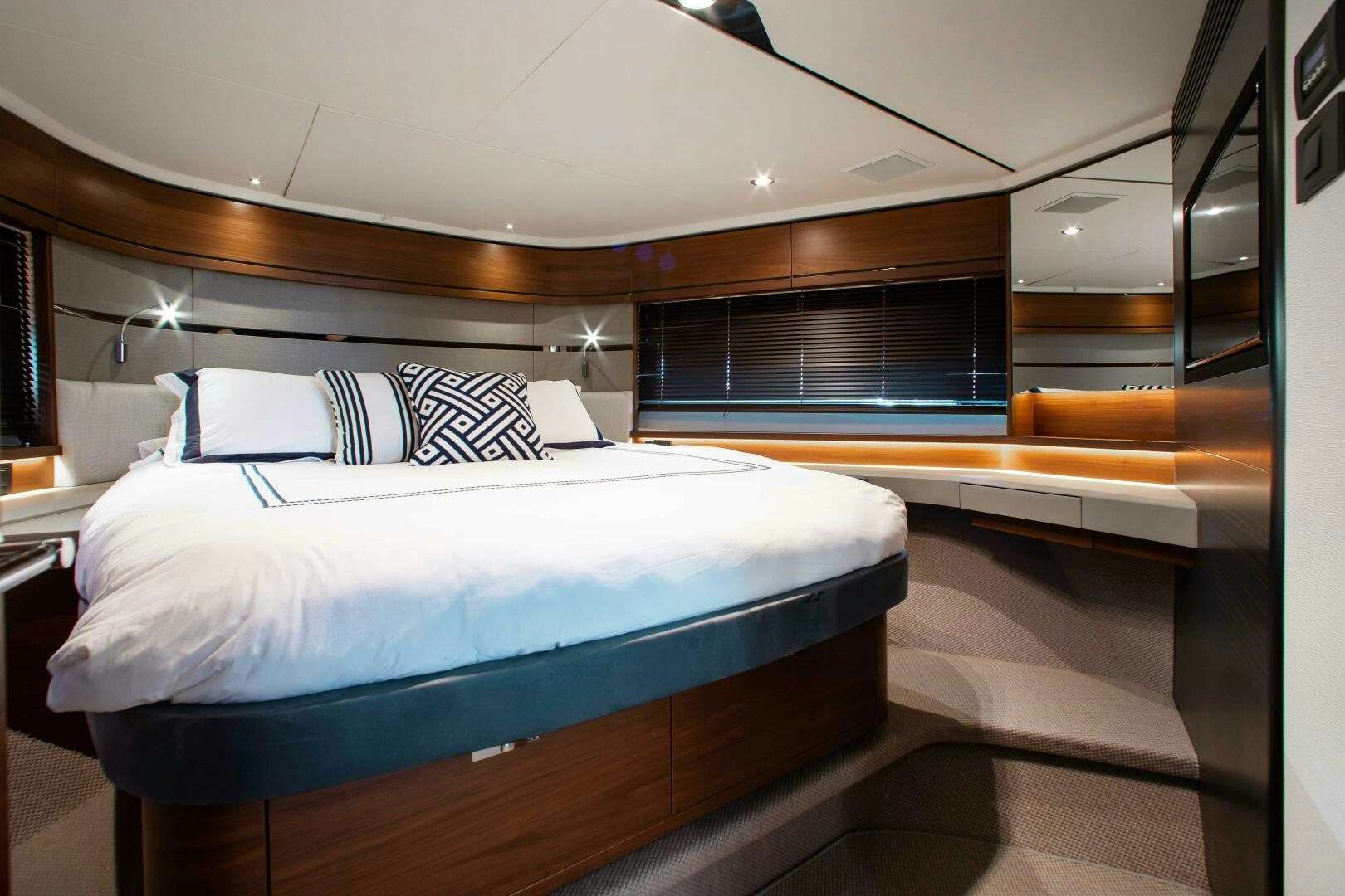 a bed in a room aboard RIPPLE Yacht for Sale