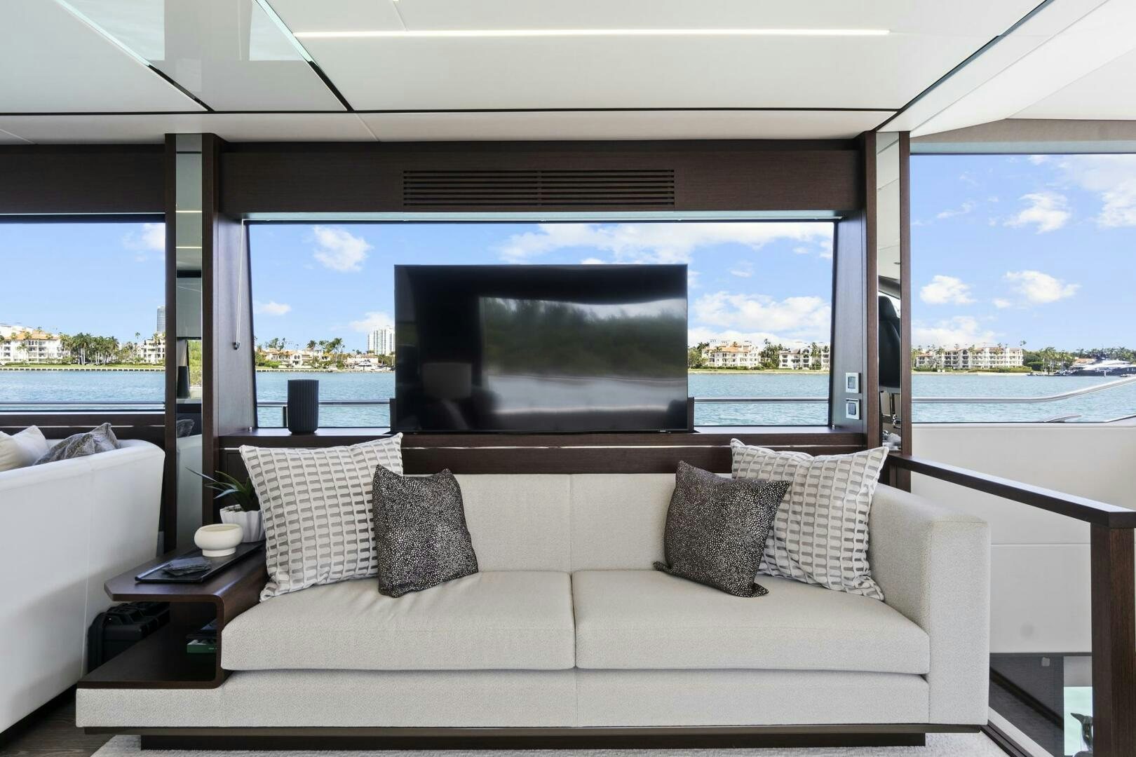 a couch in a room aboard SEA ONE Yacht for Sale