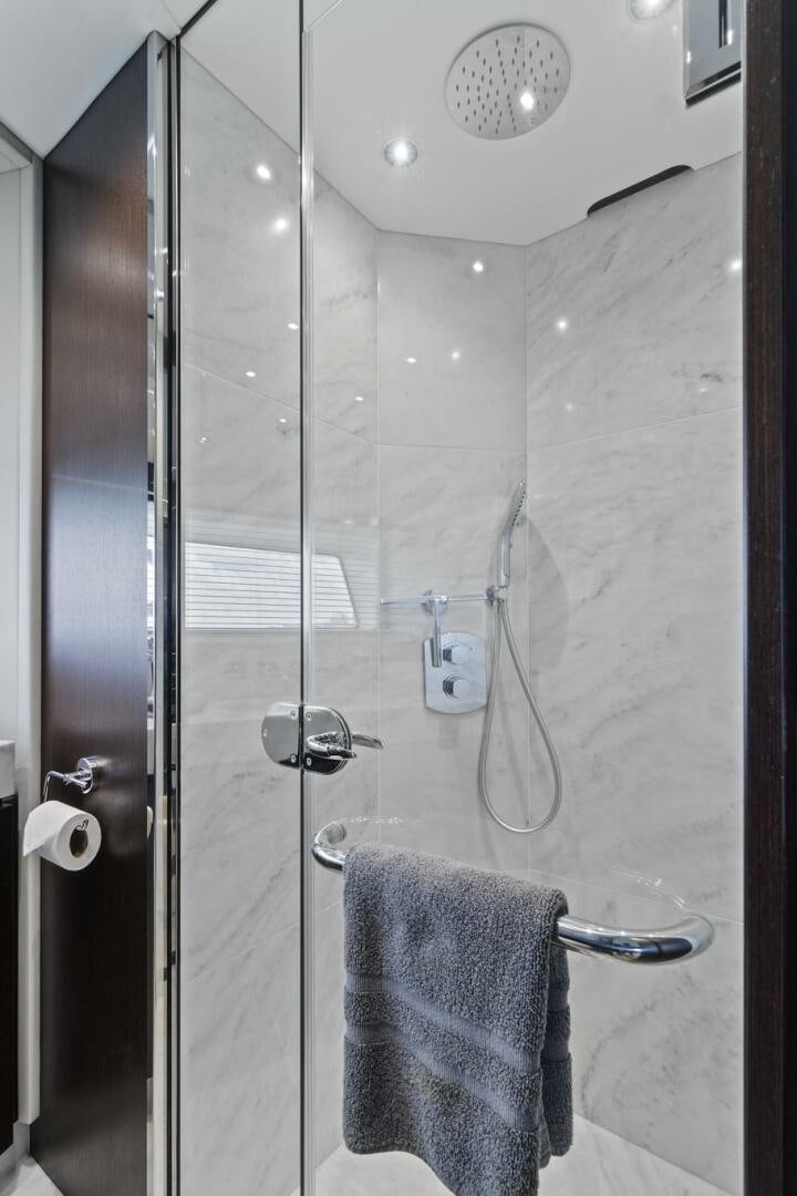 a shower with a towel from it aboard SEA ONE Yacht for Sale