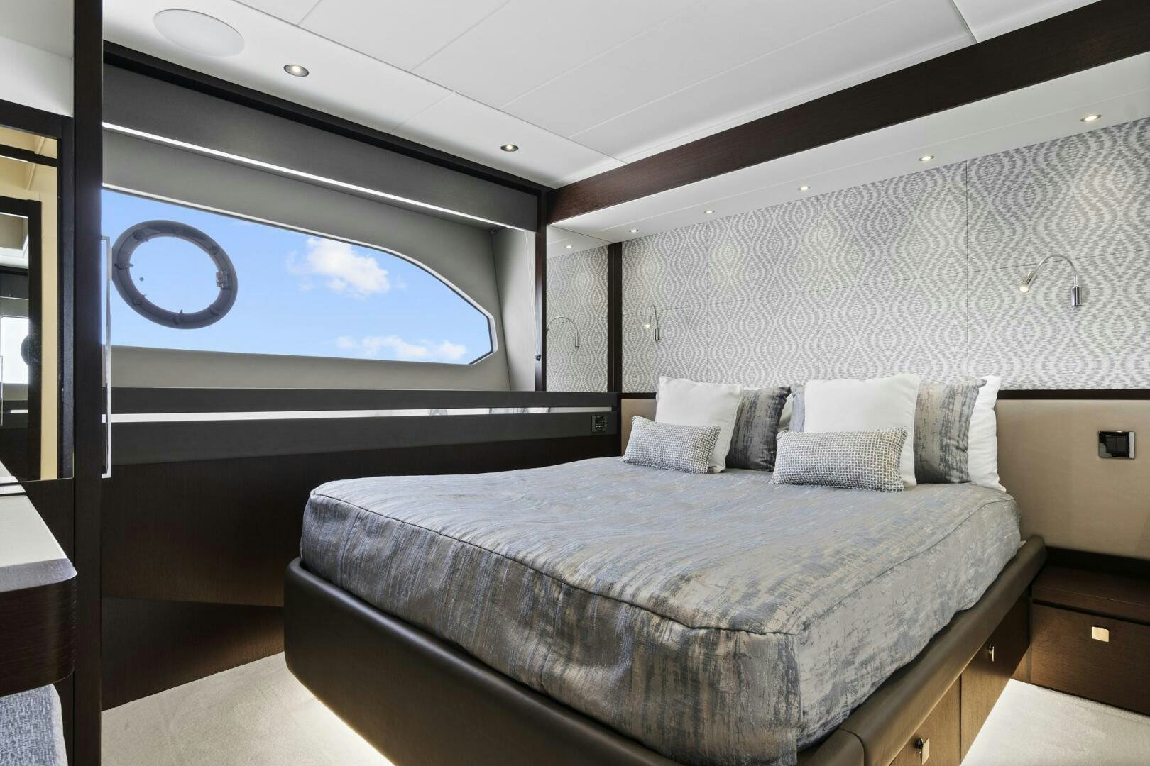 a bed in a room aboard SEA ONE Yacht for Sale