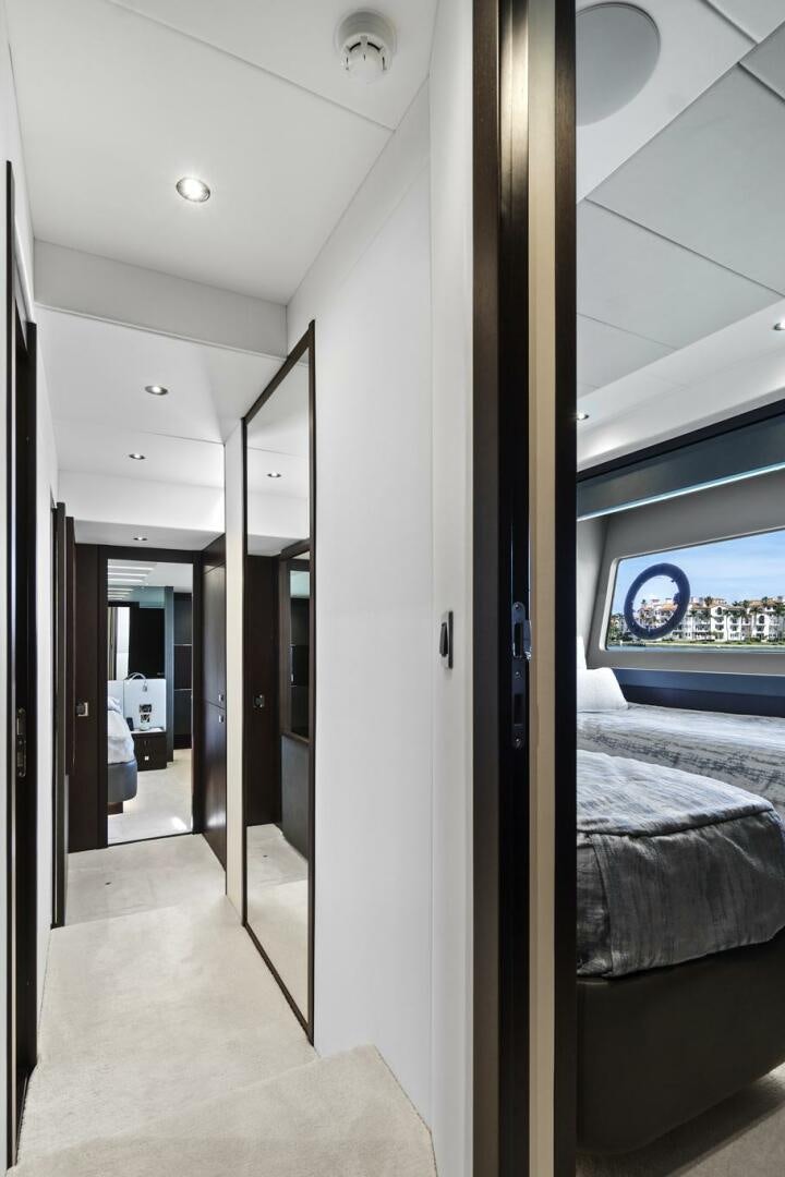 a hallway with a window and a window aboard SEA ONE Yacht for Sale