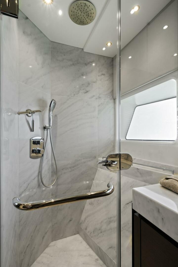 a shower with a glass door aboard SEA ONE Yacht for Sale