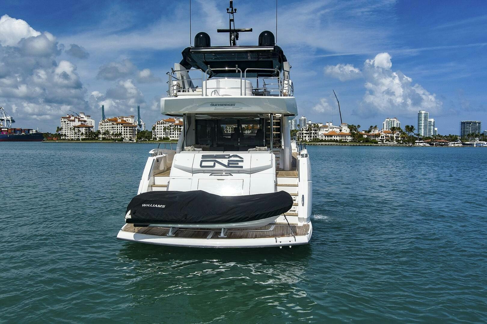 a boat in the water aboard SEA ONE Yacht for Sale