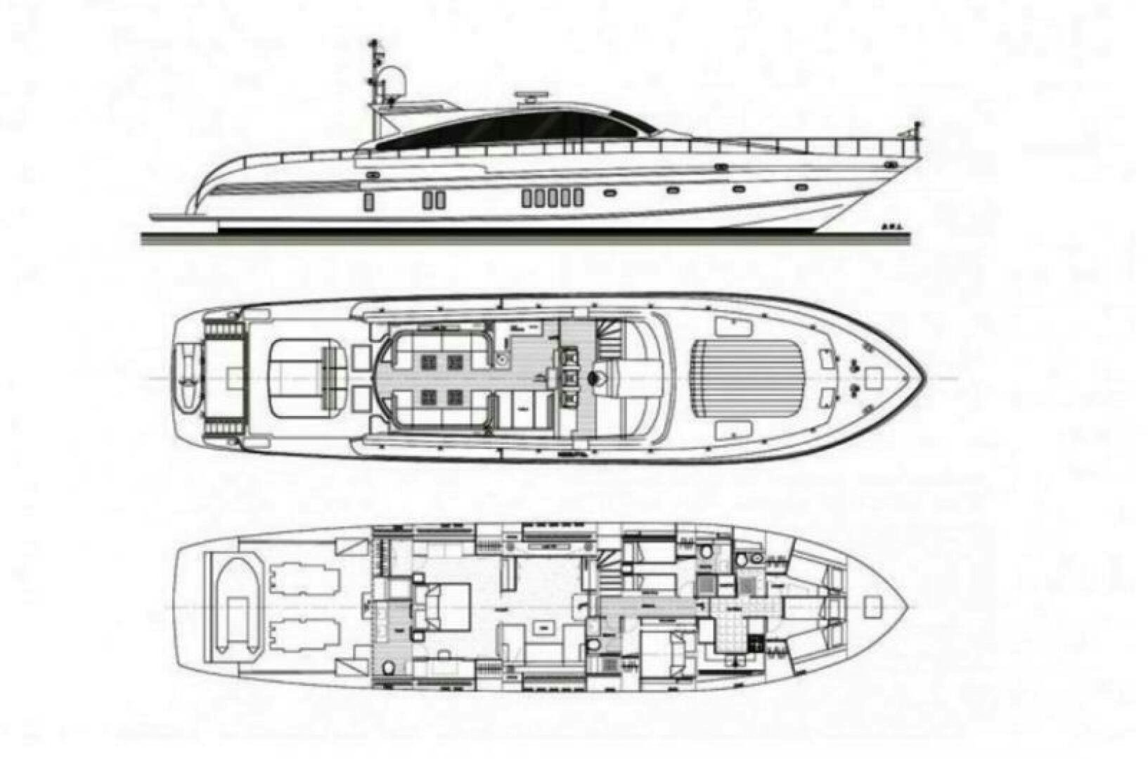 a black and white drawing of a large machine aboard TENDER TO Yacht for Sale