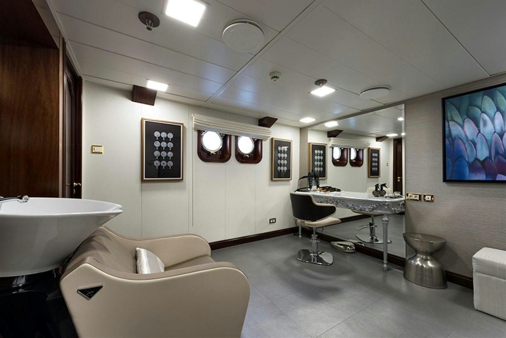 a bathroom with a sink and a bathtub aboard CHAKRA Yacht for Sale