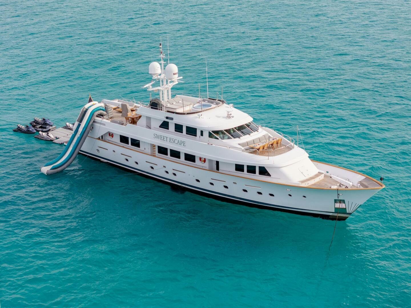a boat in the water aboard SWEET ESCAPE Yacht for Sale