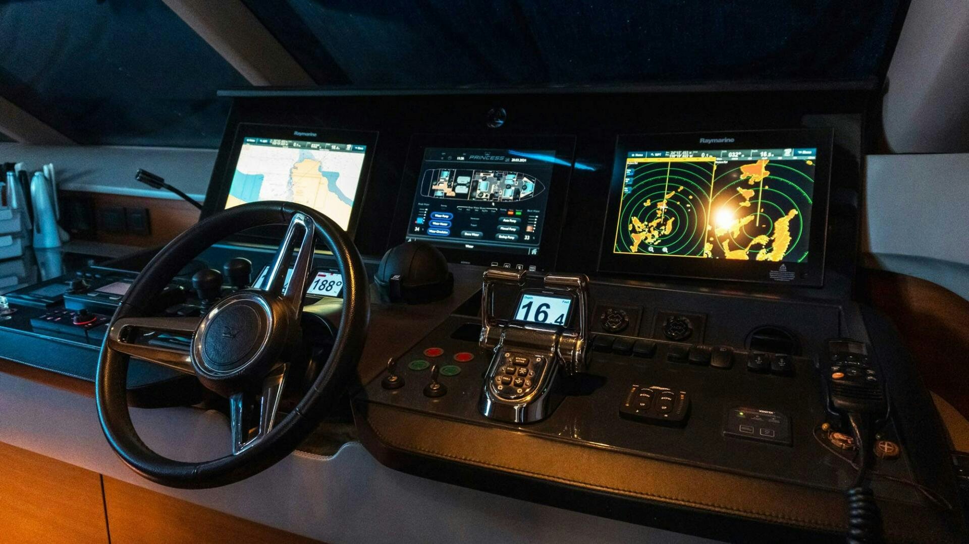 a cockpit of a plane aboard SATORI Yacht for Sale