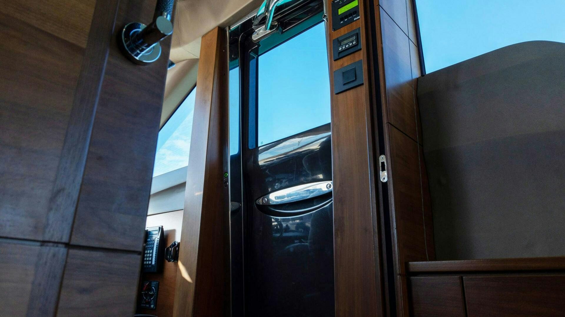 a door open with a door open aboard SATORI Yacht for Sale