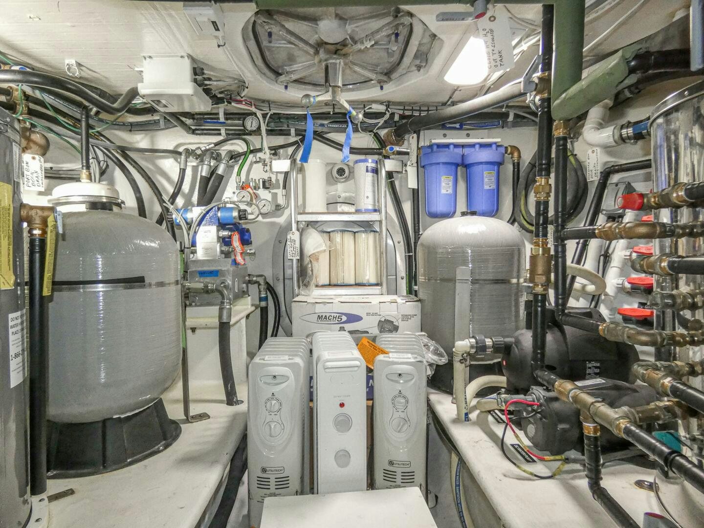 a room with machinery aboard IIWII Yacht for Sale