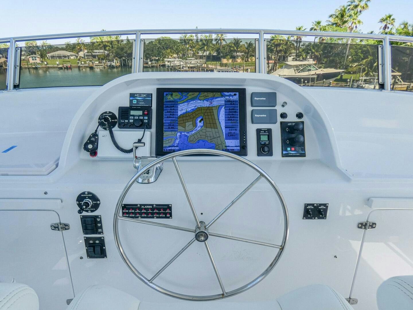 a white airplane cockpit aboard IIWII Yacht for Sale