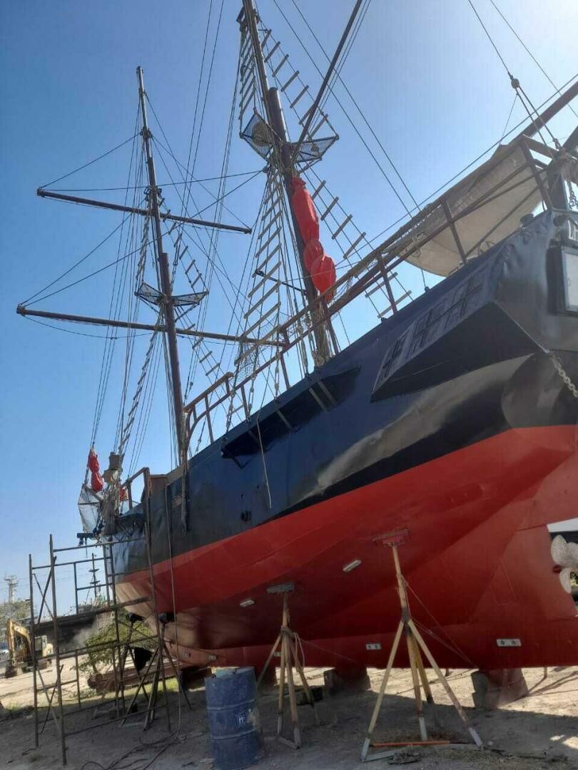 a large ship in a dry dock aboard LA FANTASTICA Yacht for Sale