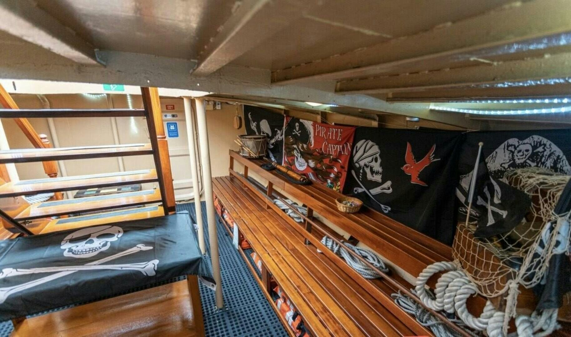 a room with bunk beds aboard LA FANTASTICA Yacht for Sale