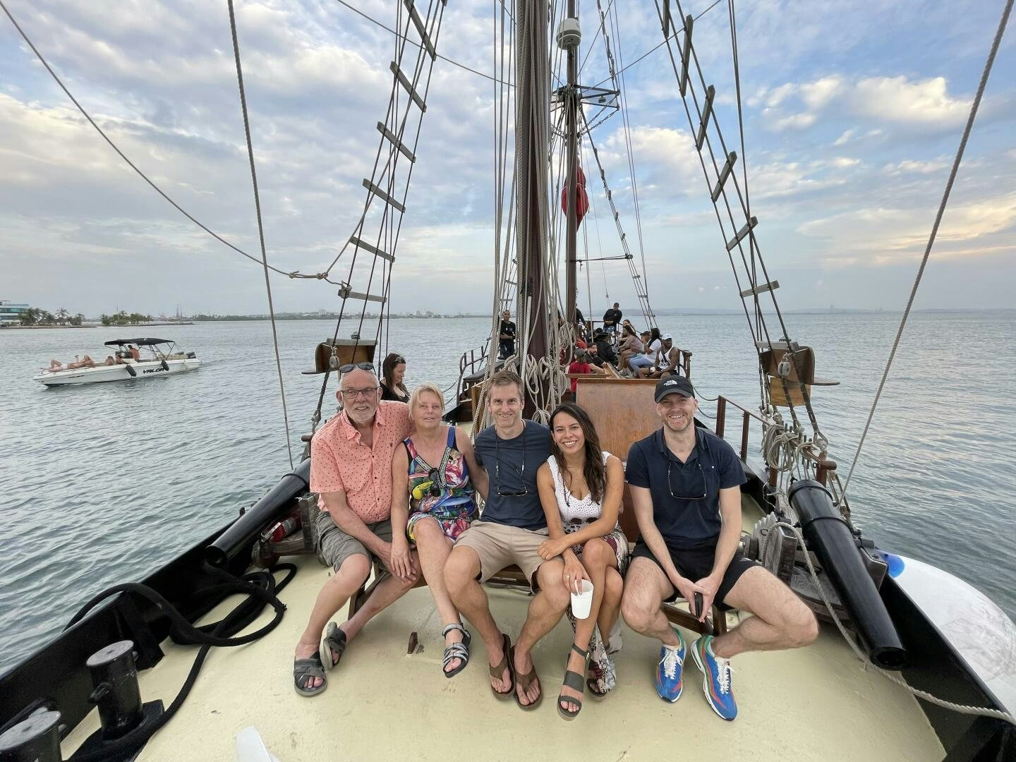 a group of people on a boat aboard LA FANTASTICA Yacht for Sale