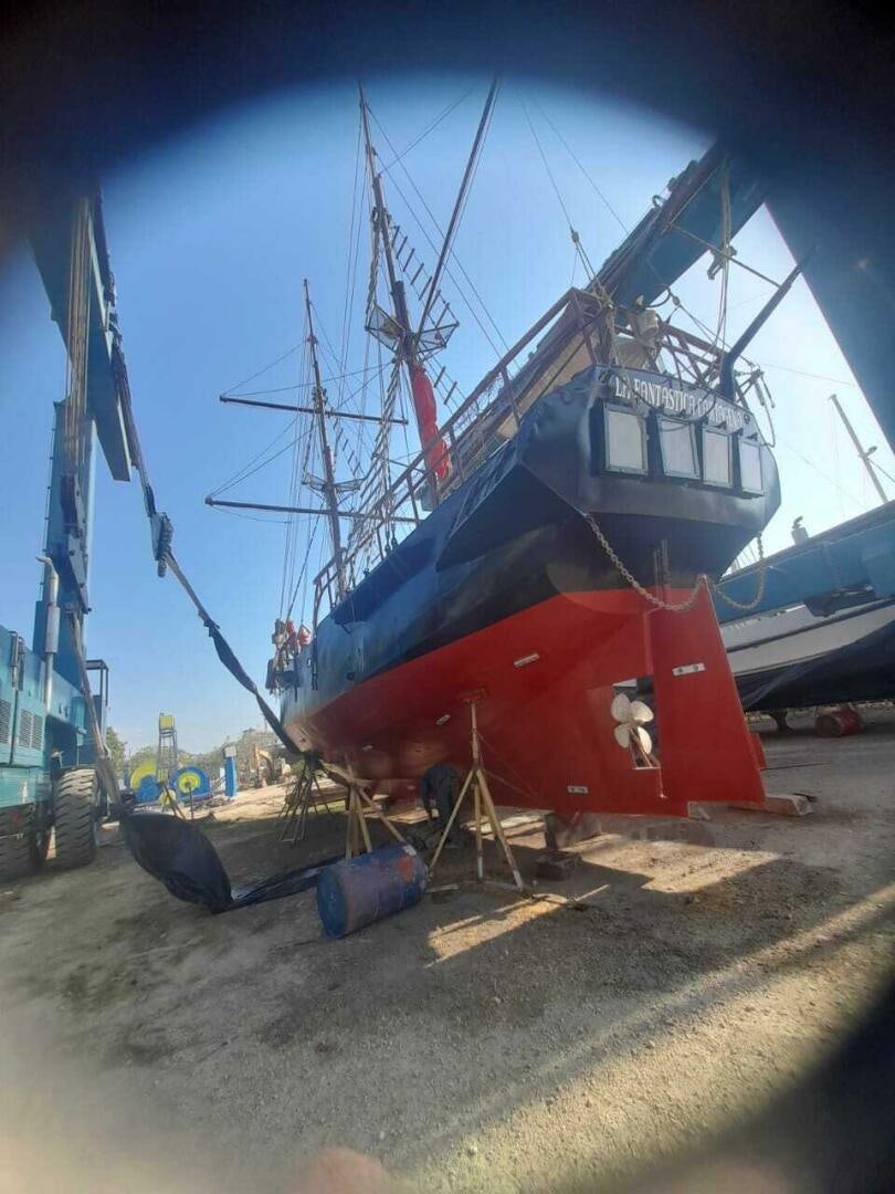 a boat on a trailer aboard LA FANTASTICA Yacht for Sale