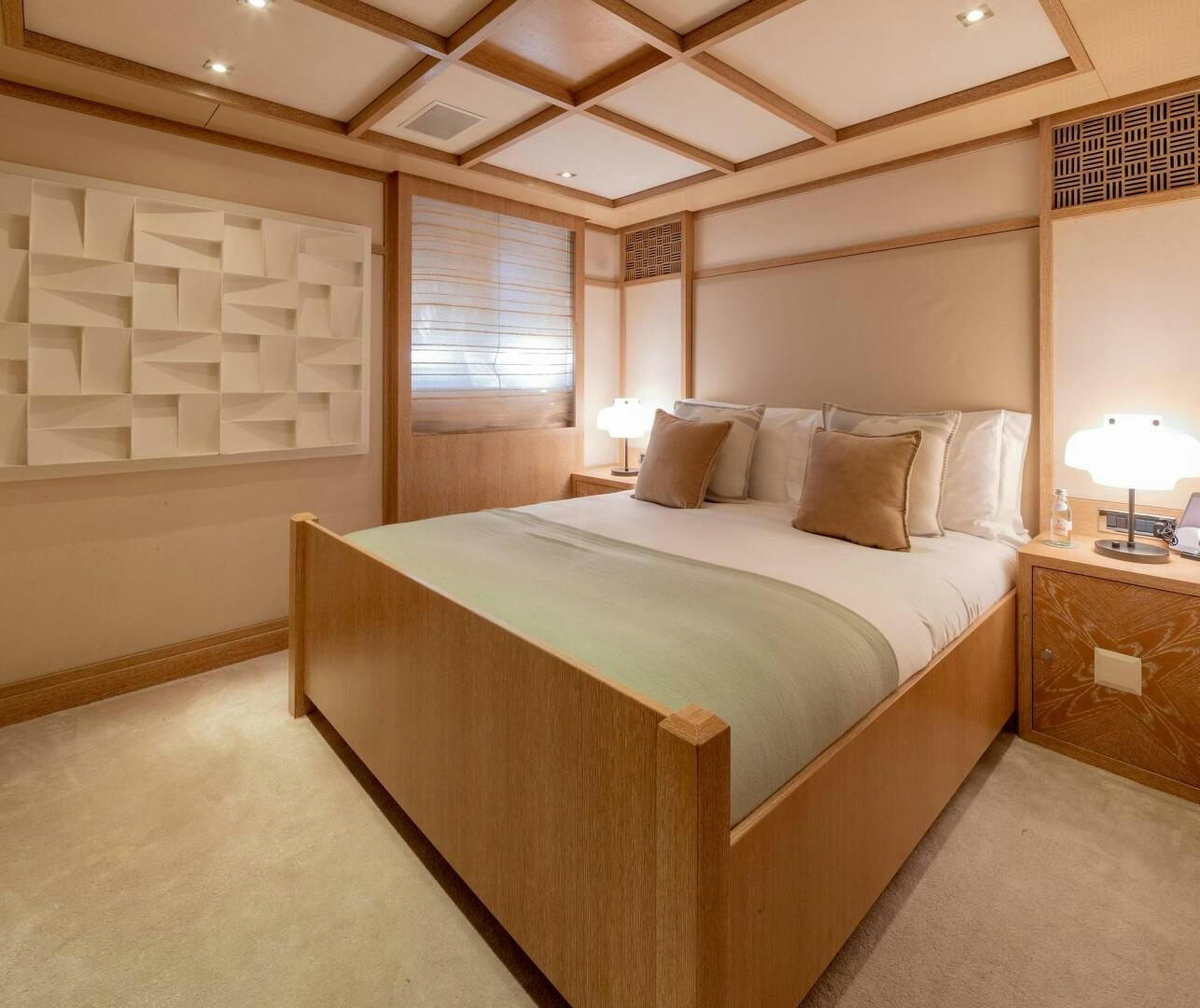 a bed in a room aboard FRIENDSHIP Yacht for Sale