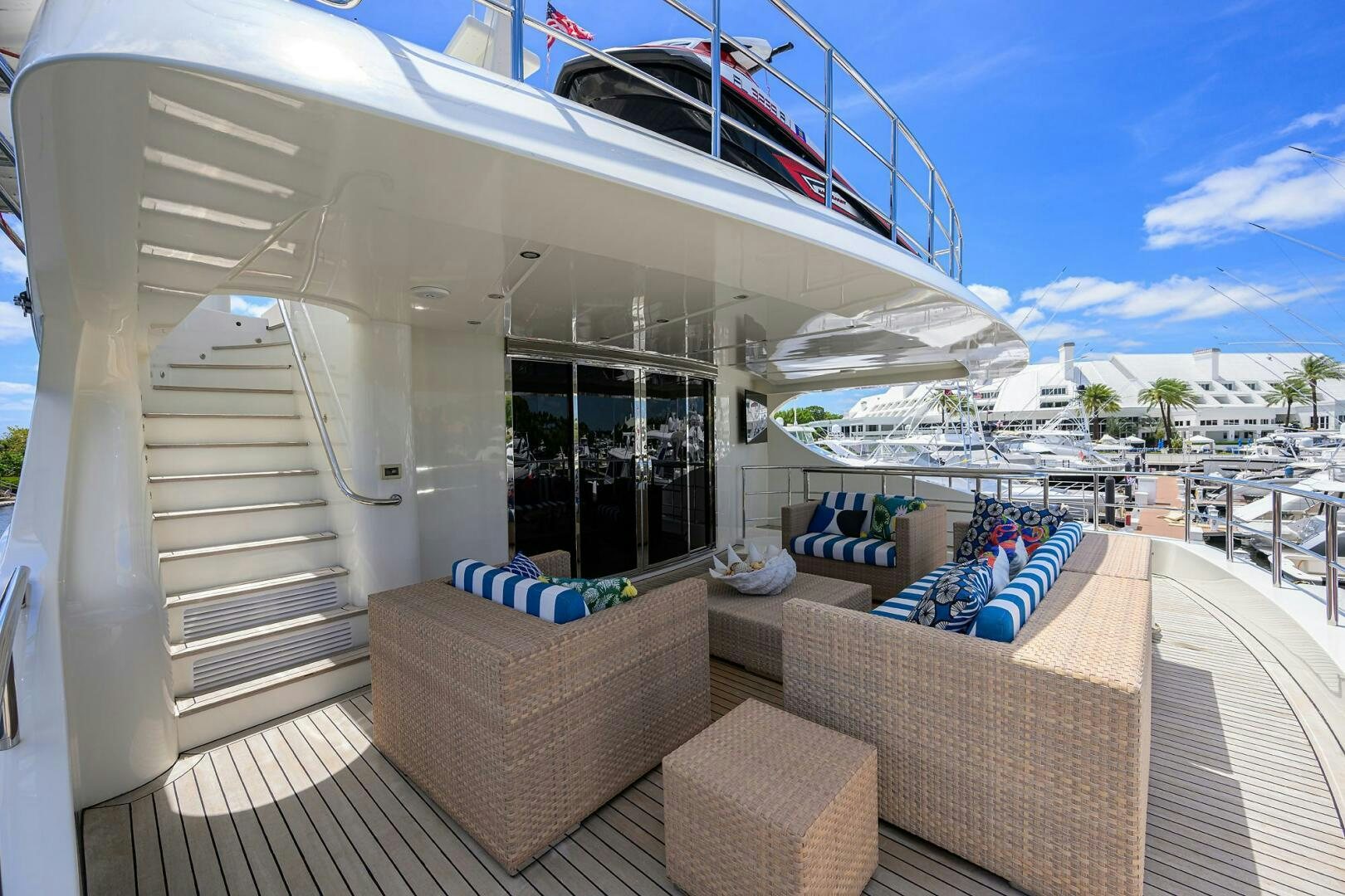a deck with a boat on it aboard KIMBERLIE Yacht for Sale