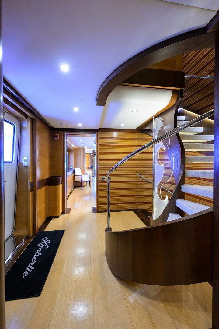 a staircase in a house aboard KIMBERLIE Yacht for Sale