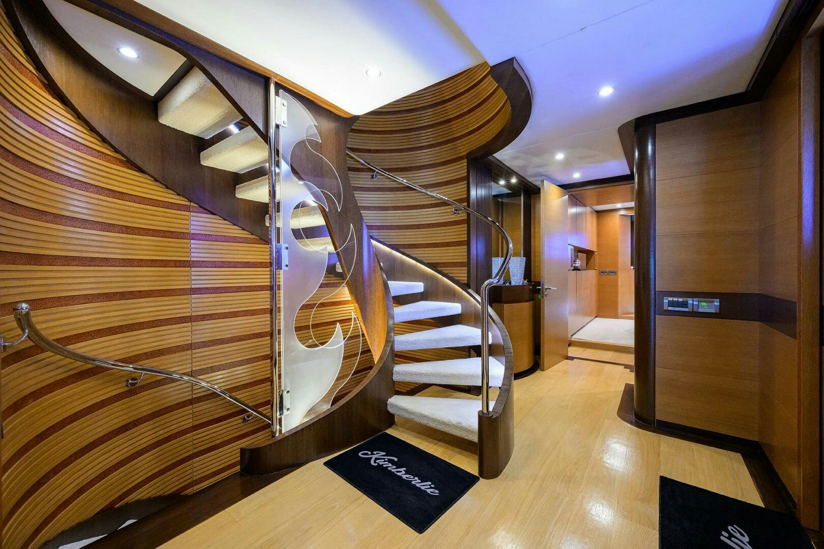 a staircase in a building aboard KIMBERLIE Yacht for Sale