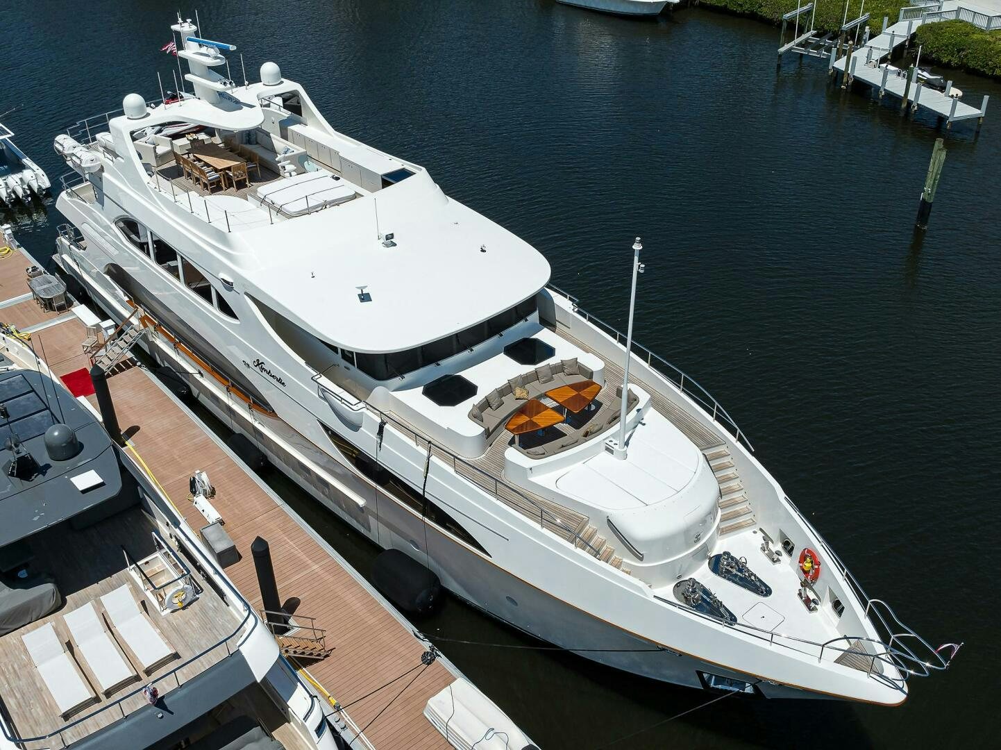 a large white boat on the water aboard KIMBERLIE Yacht for Sale
