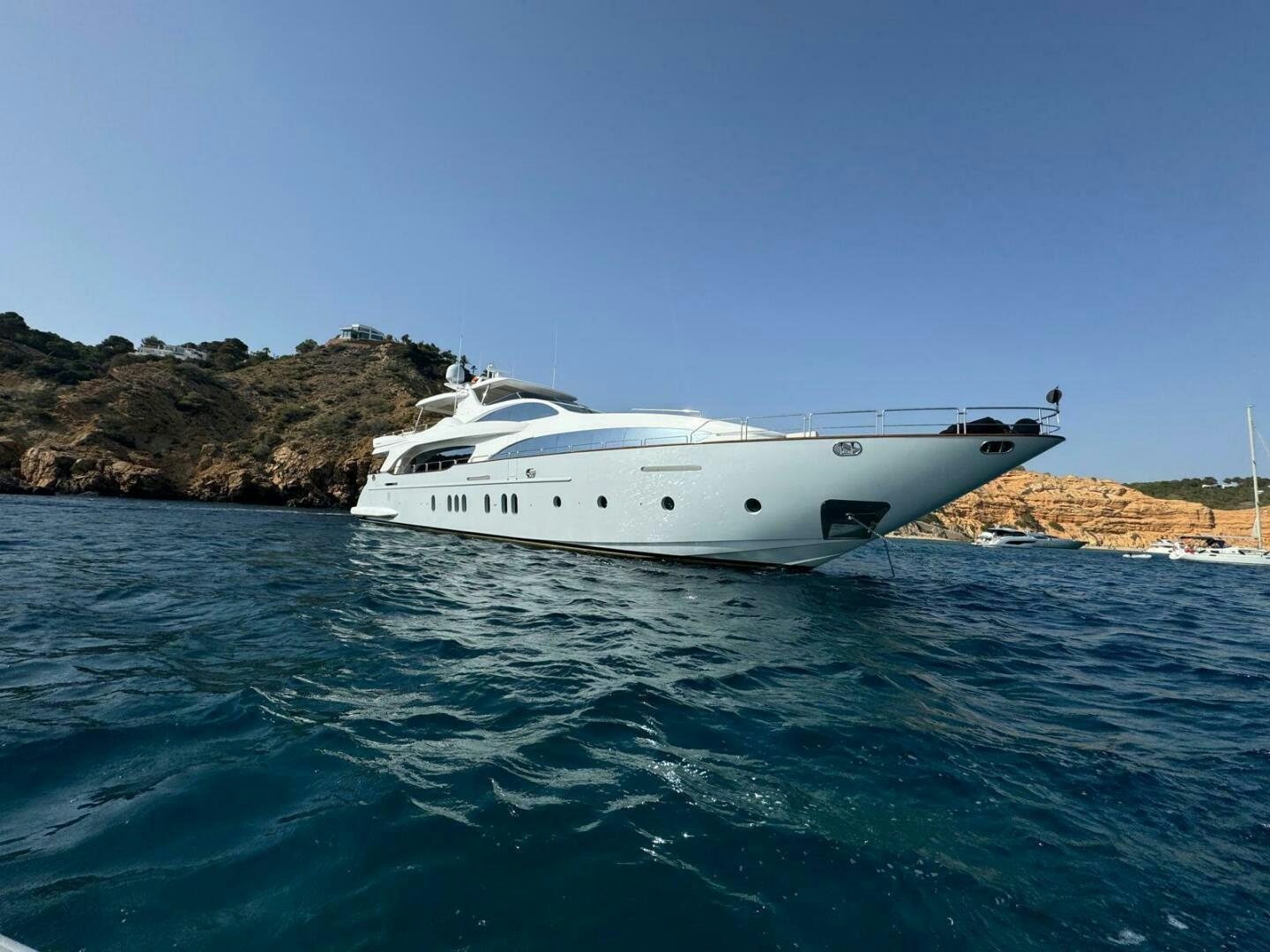 a white yacht in the water aboard SERENDIPITY Yacht for Sale