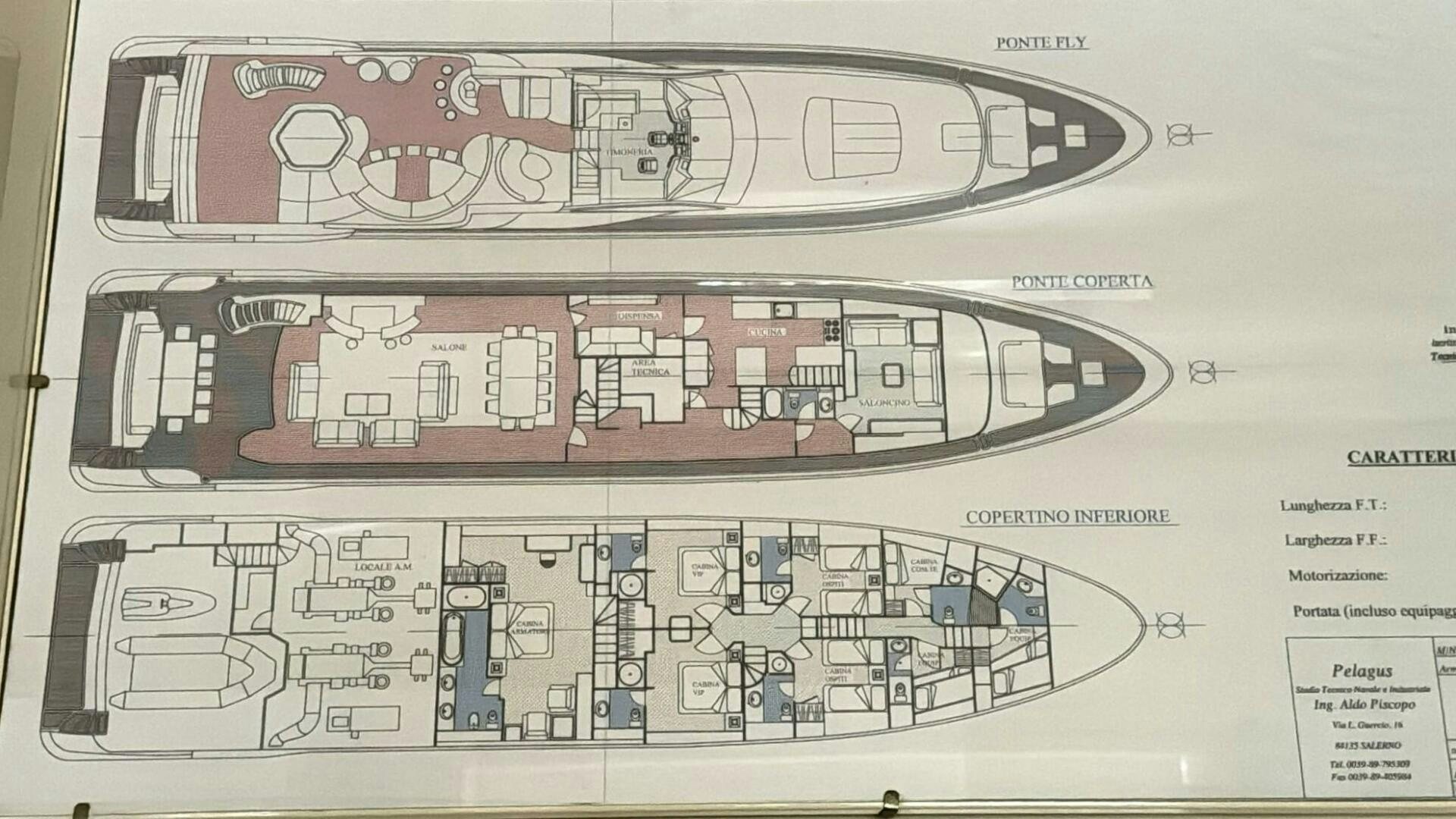 diagram, engineering drawing aboard SERENDIPITY Yacht for Sale