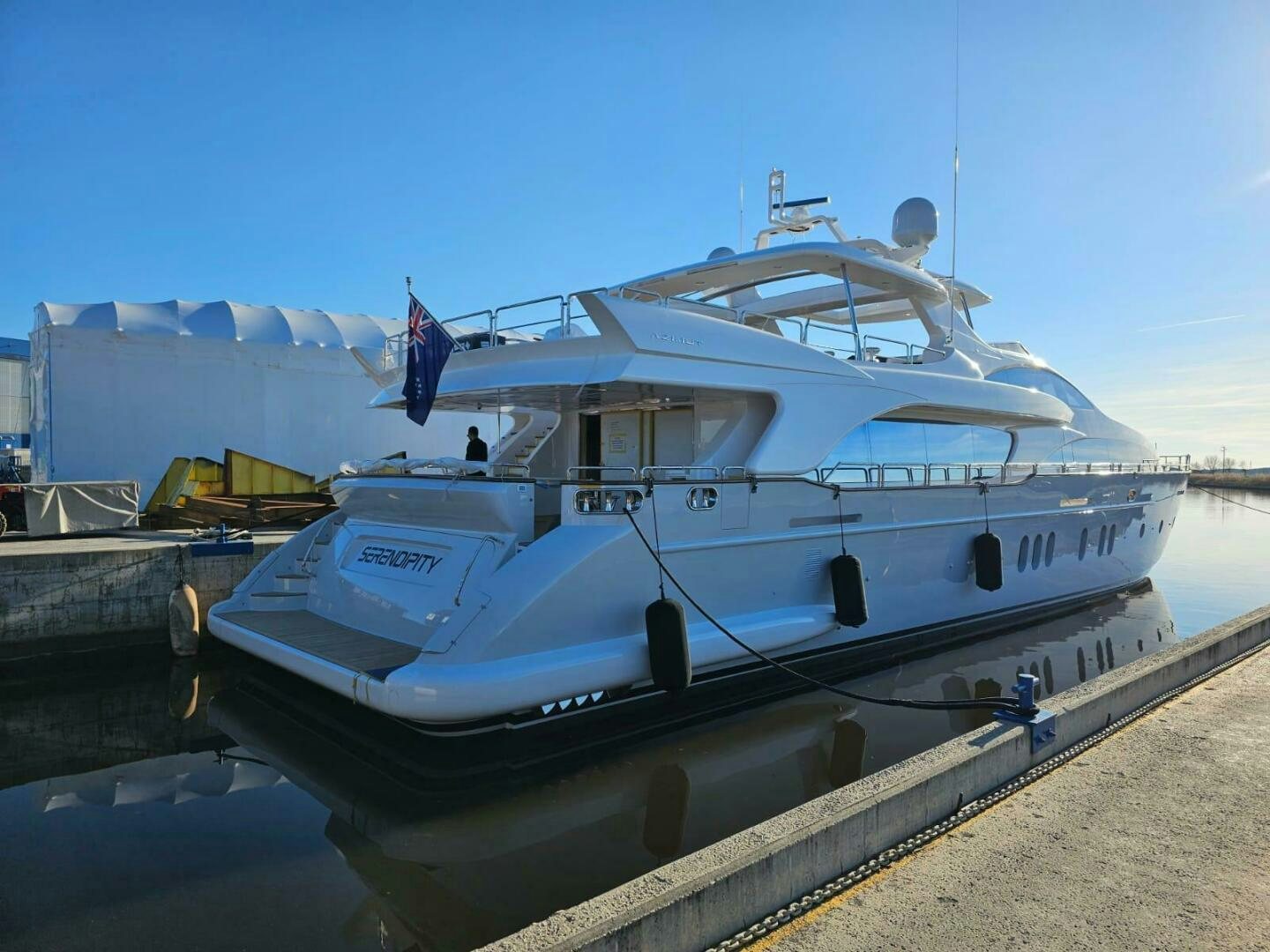 a large white boat aboard SERENDIPITY Yacht for Sale