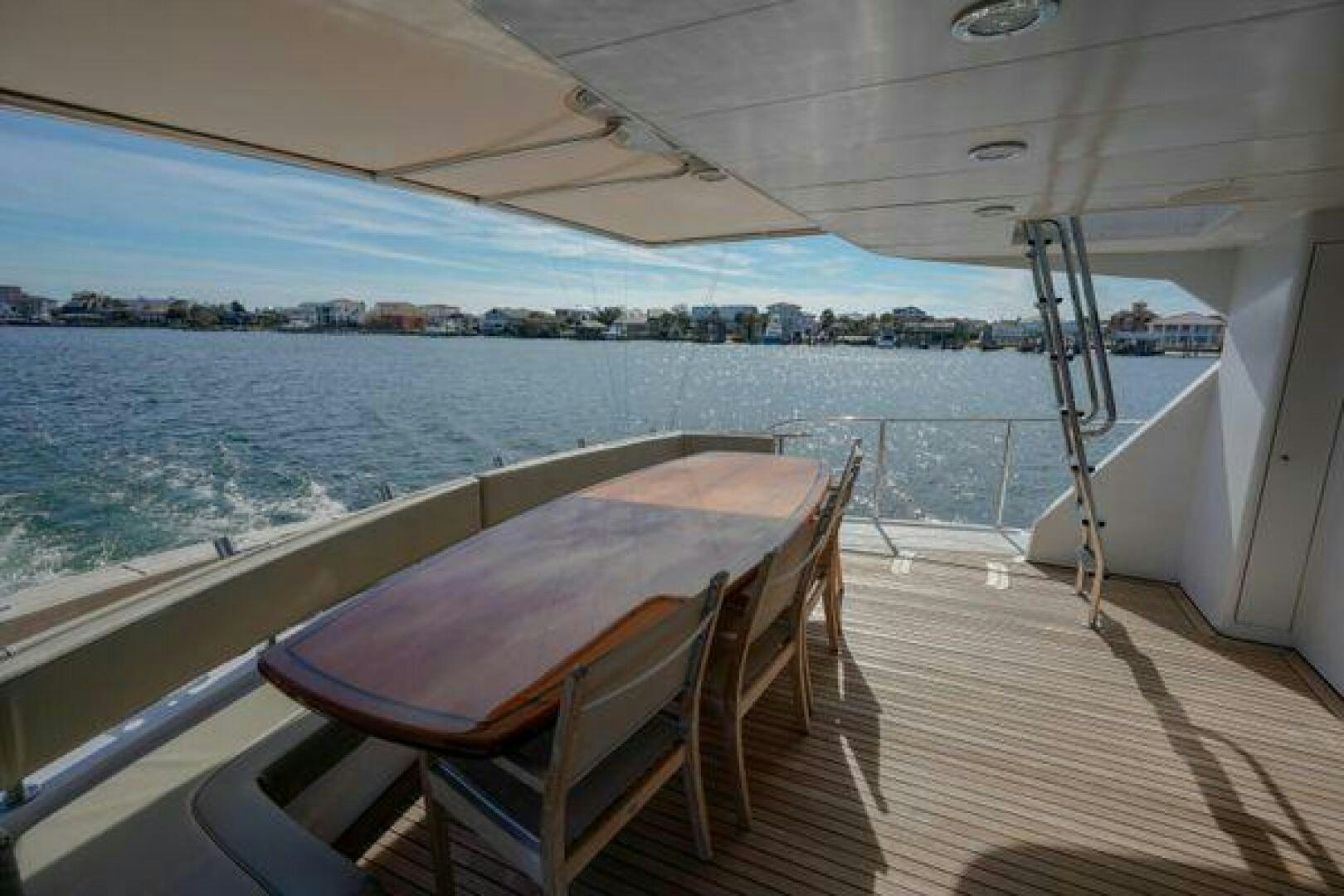 a table on a boat aboard POLE POSITION Yacht for Sale