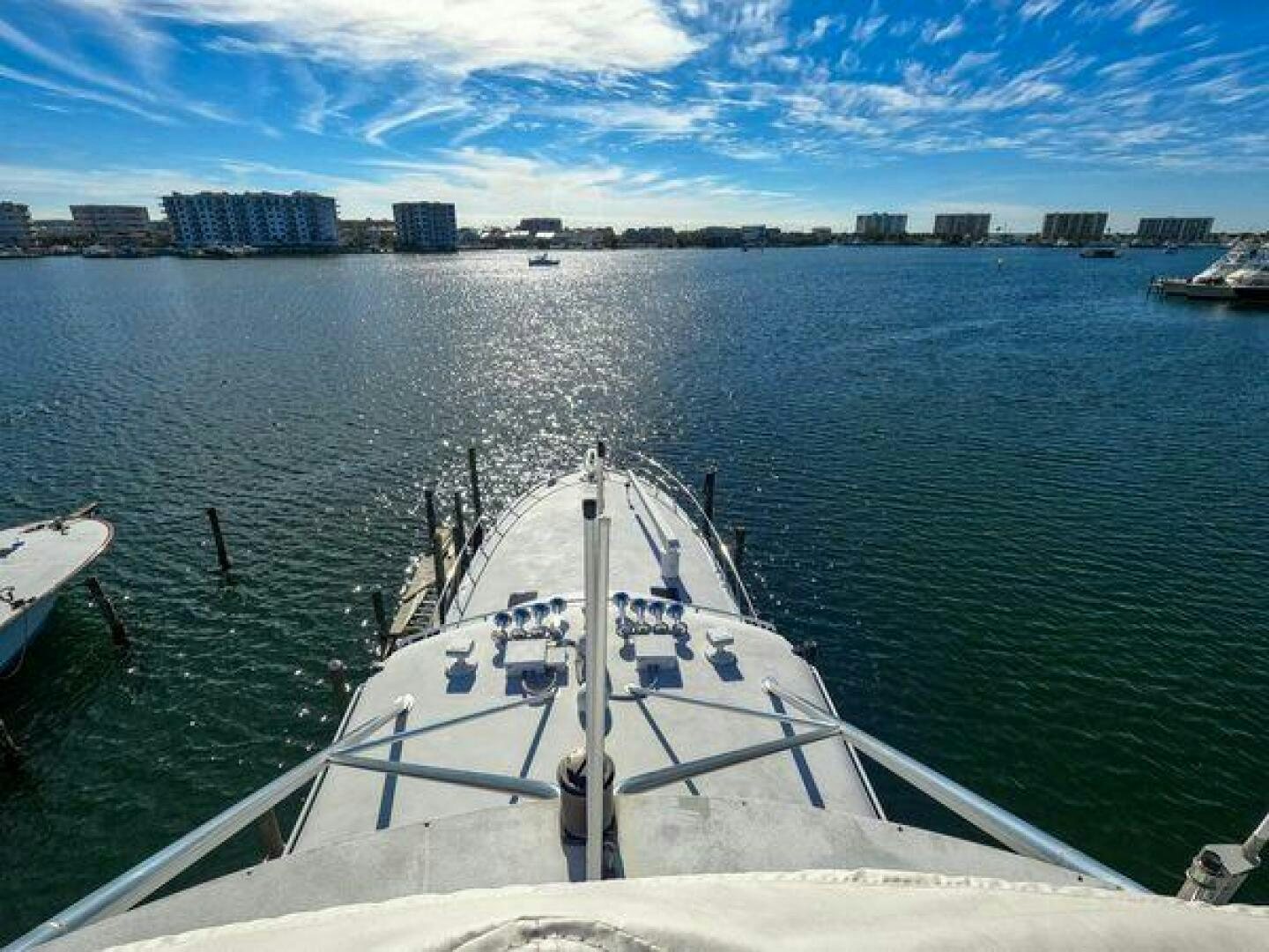 a large boat in the water aboard POLE POSITION Yacht for Sale