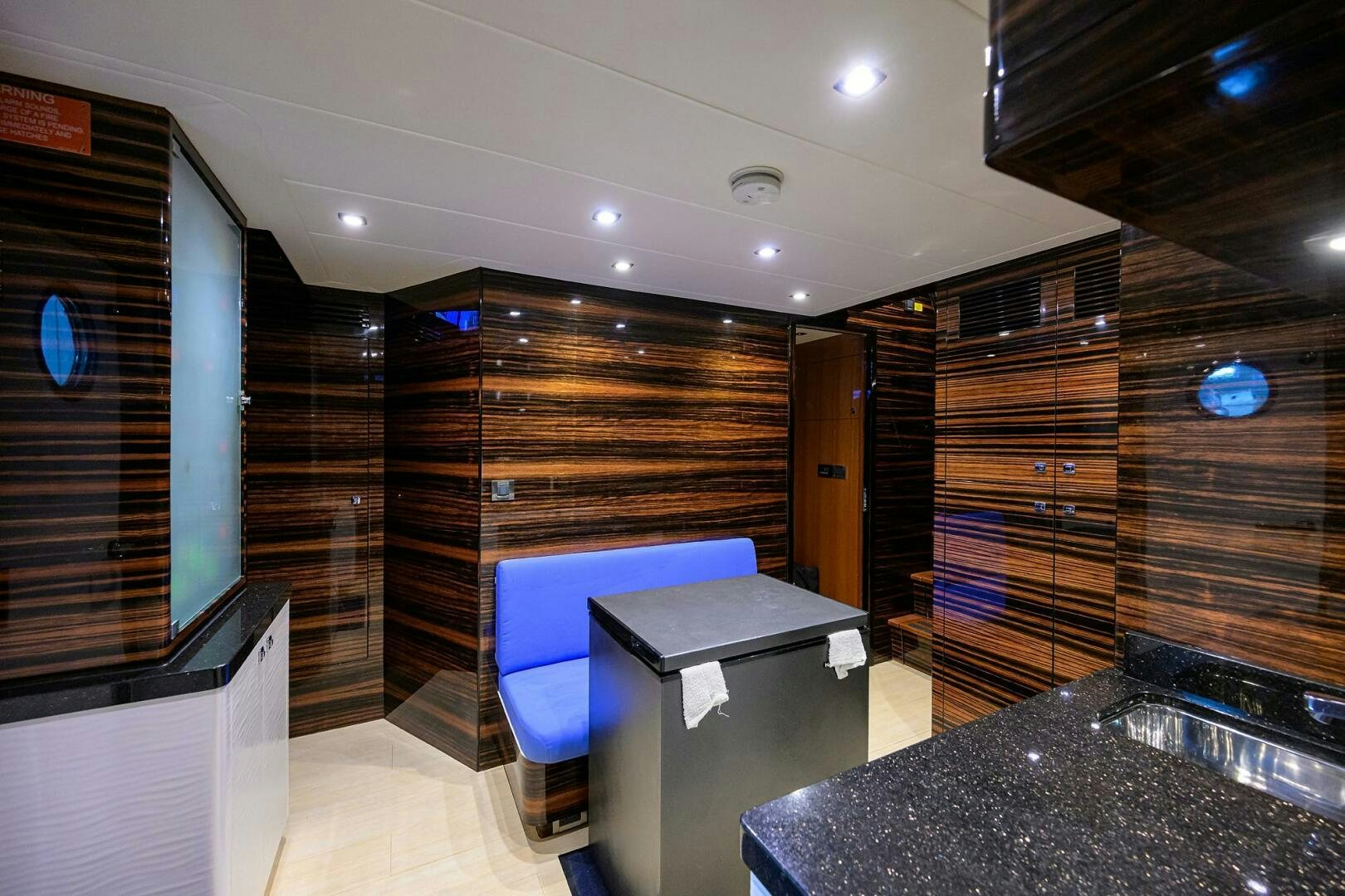 a room with a counter and a sink aboard FUJIMO Yacht for Sale