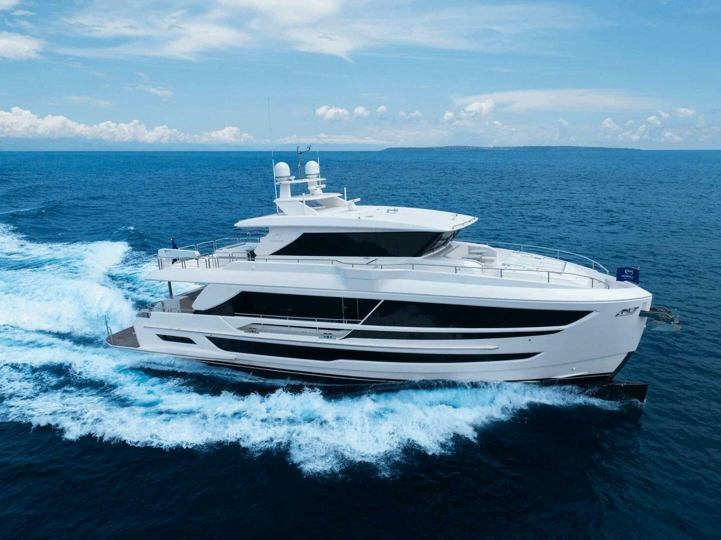 a white yacht on the water aboard FD80-614 Yacht for Sale