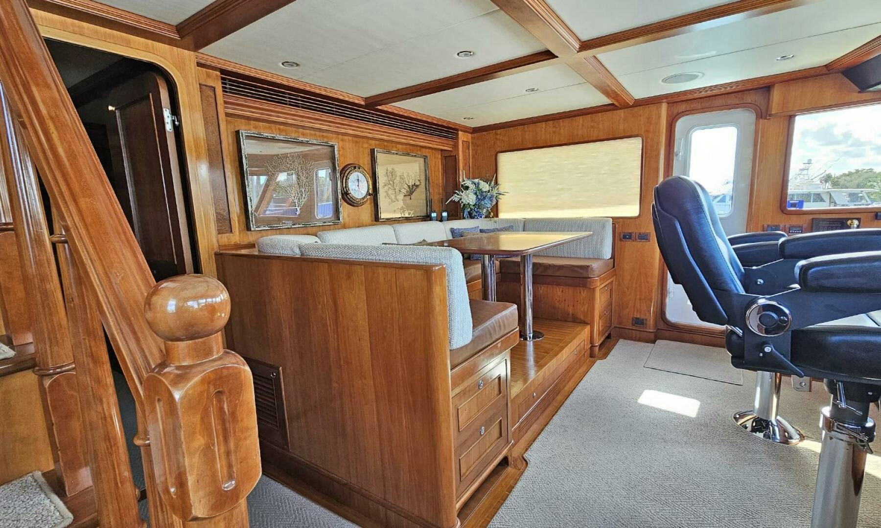 a room with a desk and chairs aboard MY KIMBERLY Yacht for Sale