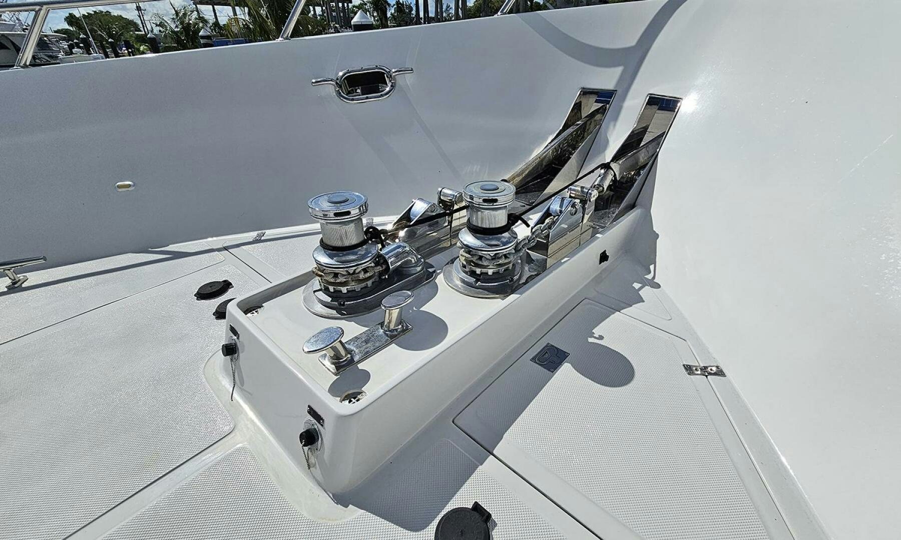 a white boat with a metal propeller aboard MY KIMBERLY Yacht for Sale